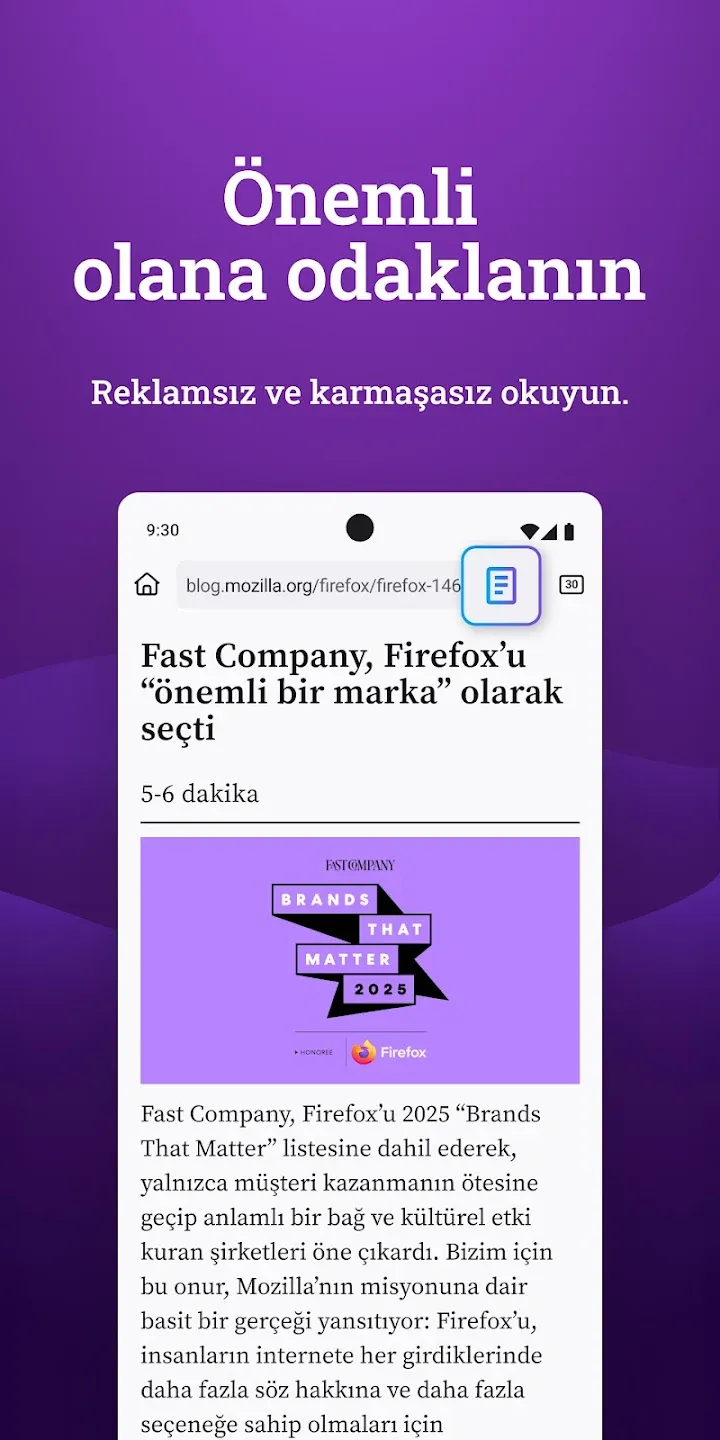 Firefox Hızlı ve Özel Tarayıcı Screenshot